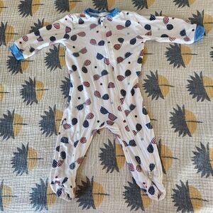 Milkberry 3-6 Month Footie Sleeper 2 way Zip USA Bamboo Stretch White Blue Red